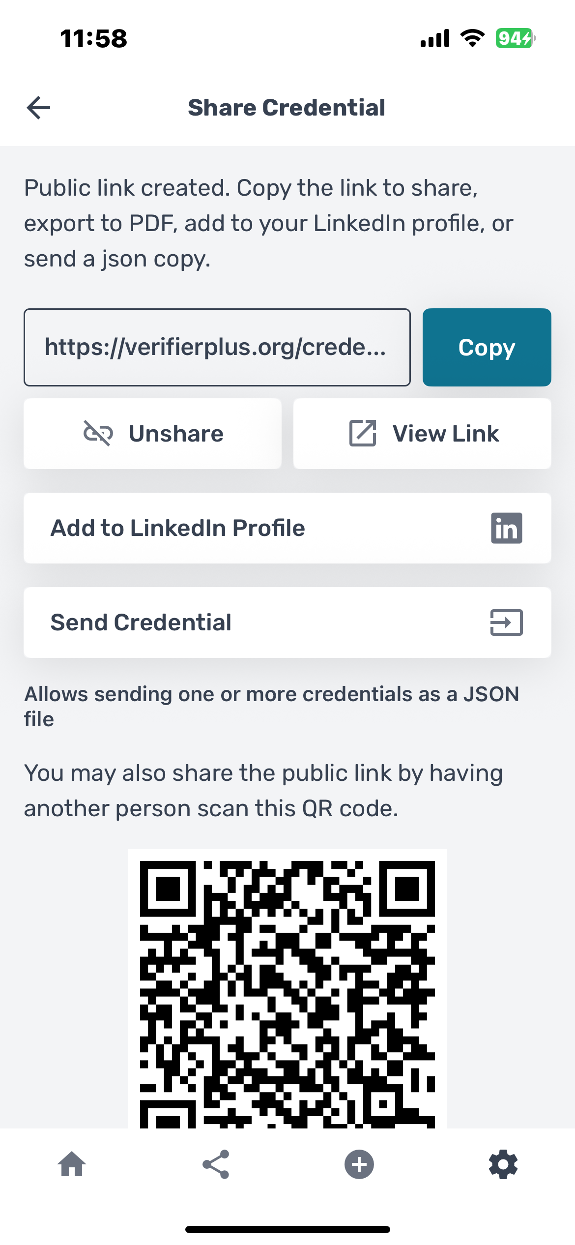 Example credential preview